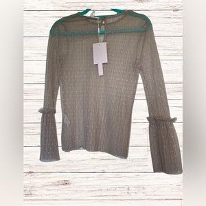 NWT Avec les filles nude sheer polka dot top